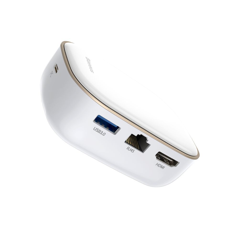 Adaptor incarcare, date multihub Type-C la USB 3.0 x 2, TF/SD, 4K HD, RJ45 Baseus Multifunctional, alb
