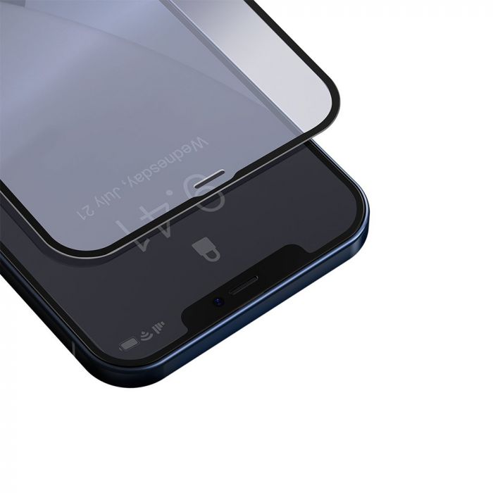 Folie de protectie telefon Apple iPhone 12 / 12 Pro Baseus Curbata Full Screen Anti-Bluelight Black, 2 buc, 0.3mm