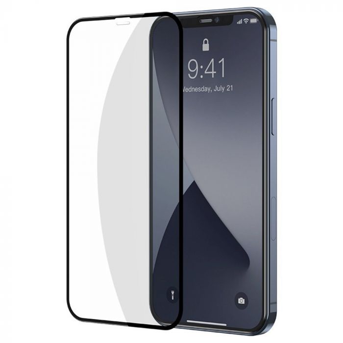 Folie de protectie telefon Apple iPhone 12 Mini Baseus Curbata Full Screen Black, 2 buc, 0.3mm
