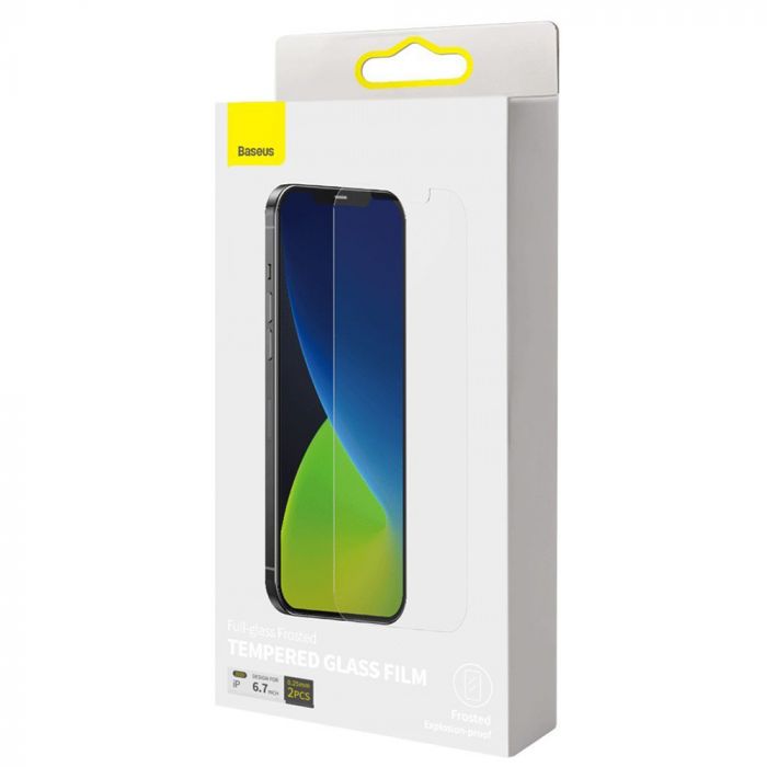 Folie de protectie telefon Apple iPhone 12 Pro Max Baseus Sticla Temperata White, 2 buc, 0.3mm