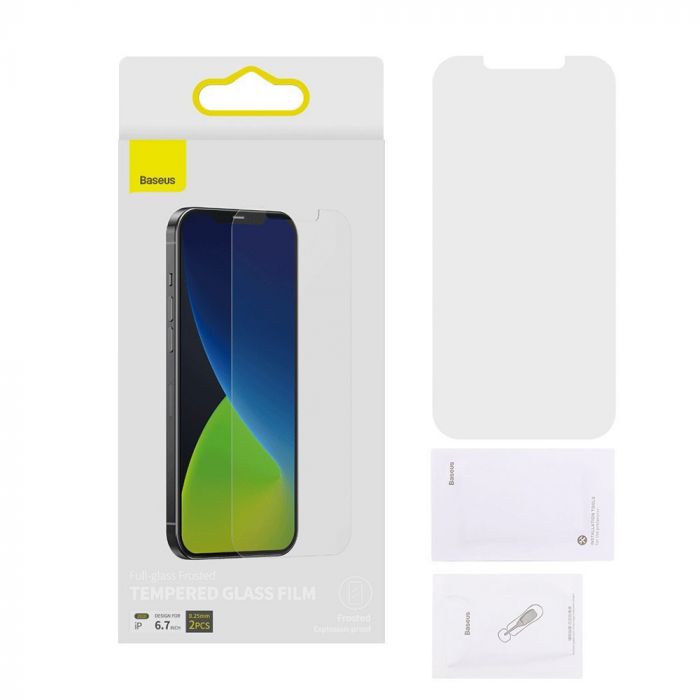 Folie de protectie telefon Apple iPhone 12 Pro Max Baseus Sticla Temperata White, 2 buc, 0.25mm