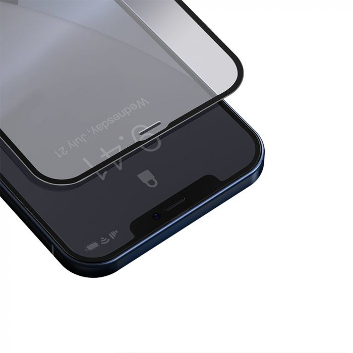 Folie de protectie telefon Apple iPhone 12 Mini Baseus Curbata Full Screen Anti-Crack Black, 2 buc, 0.23mm
