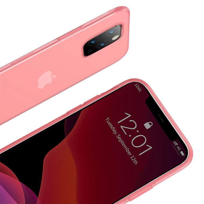 Husa telefon Apple iPhone 11 Pro Baseus Liquid Silica Gel Protective Clear, rosu, anti-amprente