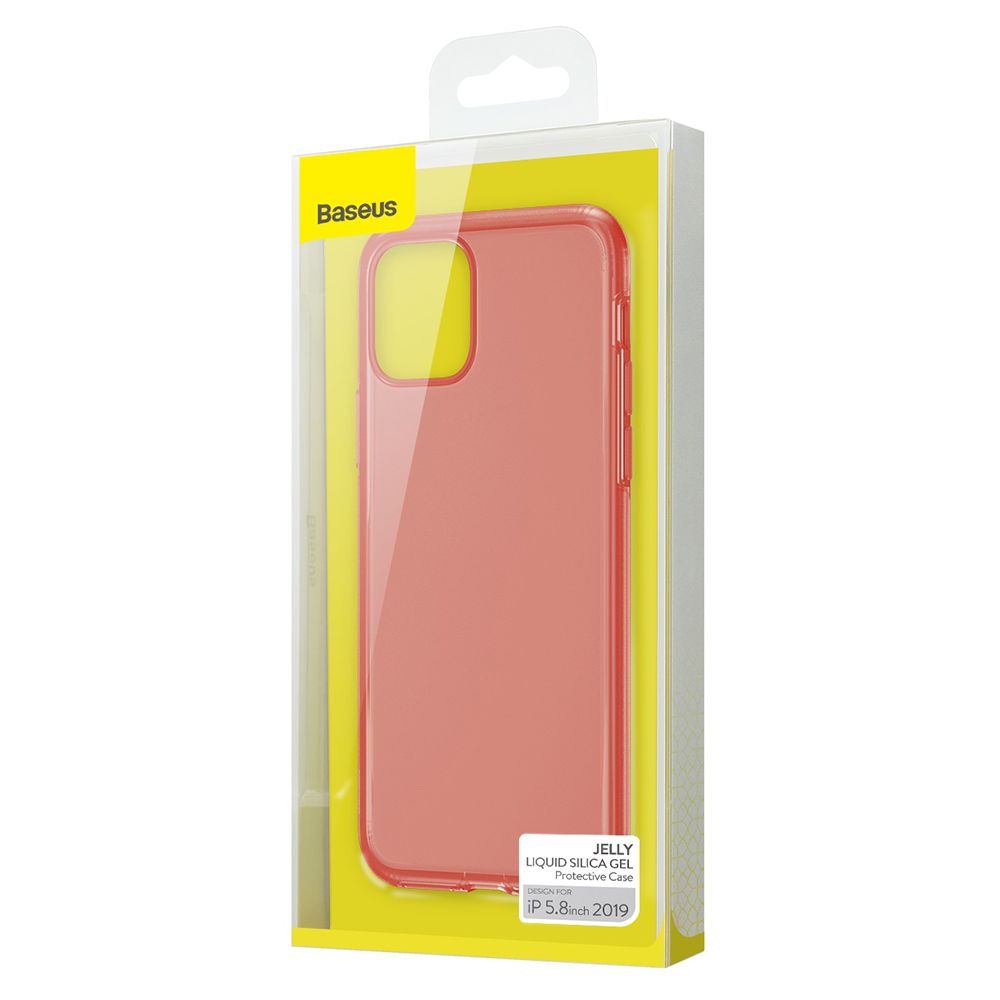 Husa telefon Apple iPhone 11 Pro Baseus Liquid Silica Gel Protective Clear, rosu, anti-amprente