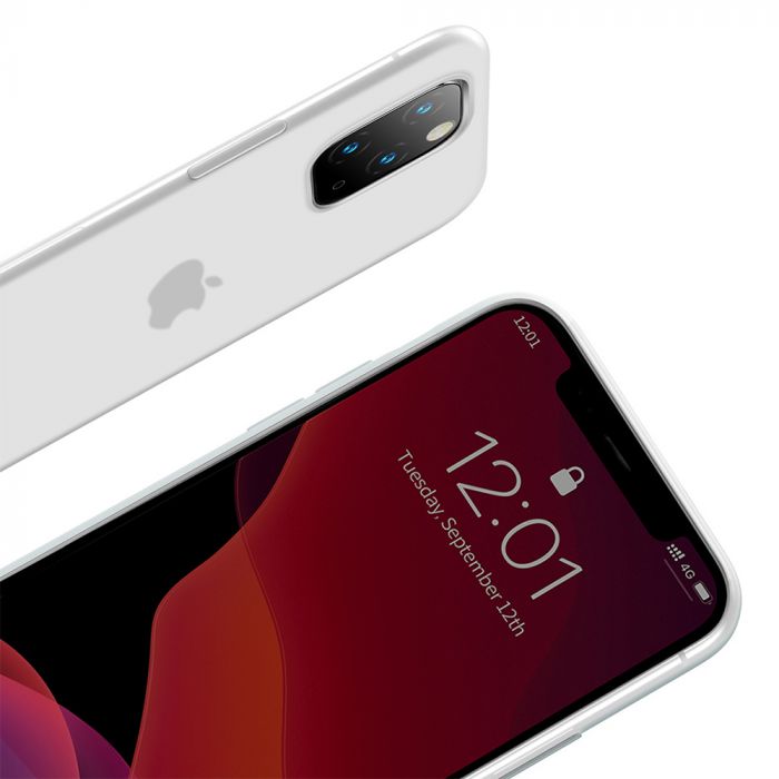 Husa telefon Apple iPhone 11 Pro Baseus Liquid Silica Gel Protective Clear White, anti-amprente
