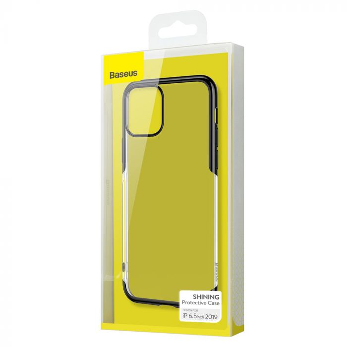 Husa telefon Apple iPhone 11 Pro Max Baseus Silicon Shining Black, margini electroplacate