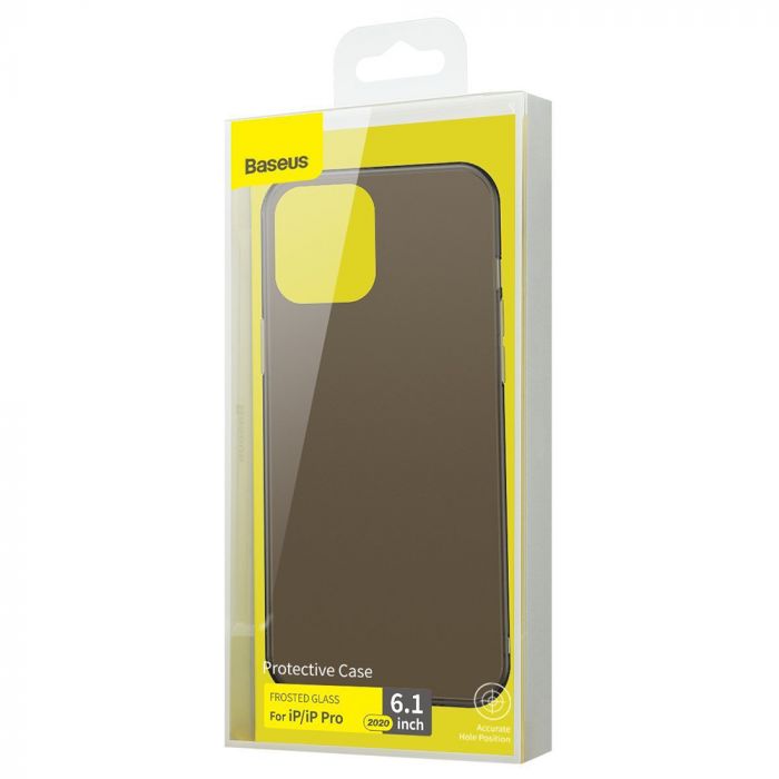 Husa telefon Apple iPhone 12 / 12 Pro Baseus Frosted Glass Protective, negru
