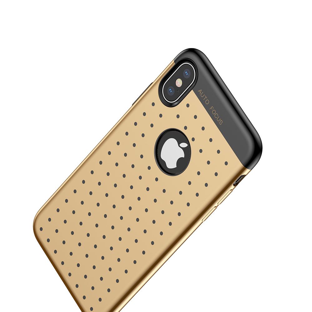 Husa telefon Apple iPhone X / XS Baseus Silicon Star Lighting Gold, cu buline negre