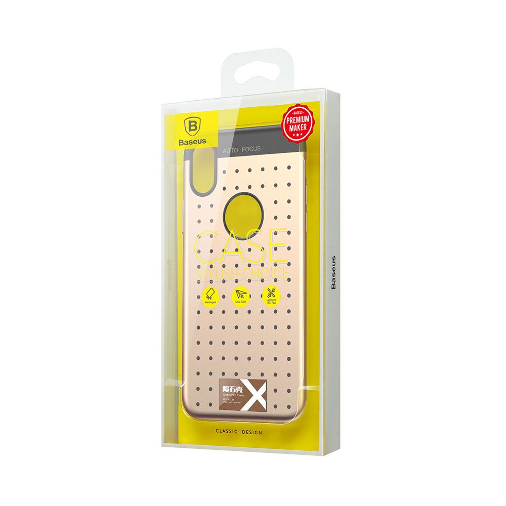 Husa telefon Apple iPhone X / XS Baseus Silicon Star Lighting Gold, cu buline negre