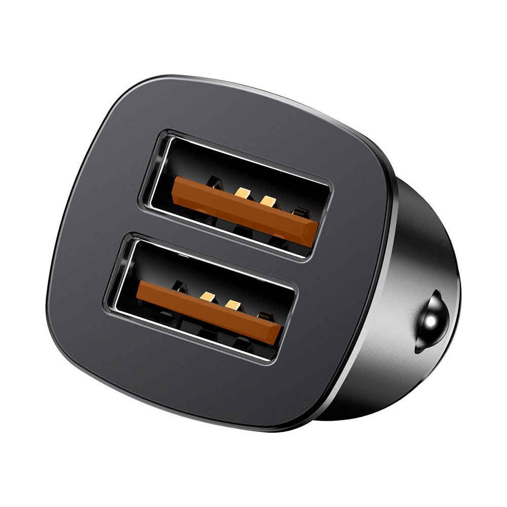 Incarcator auto pentru telefon Baseus Metalic Quick Charger Dual Port 30W, 5A max, QC3.0, negru