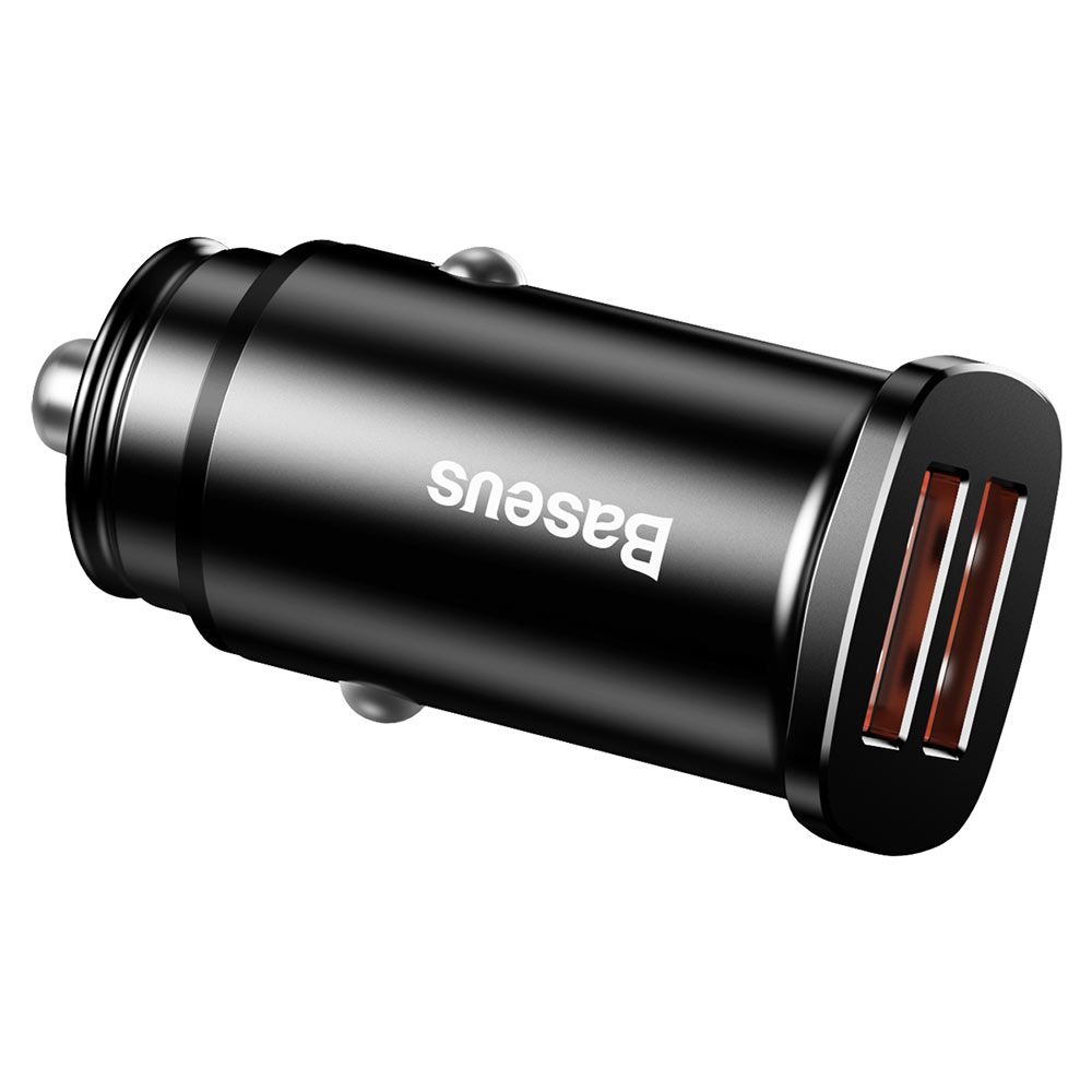 Incarcator auto pentru telefon Baseus Metalic Quick Charger Dual Port 30W, 5A max, QC3.0, negru