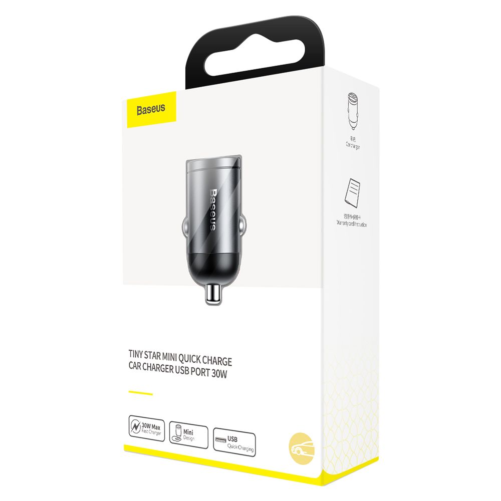Incarcator auto pentru telefon Port USB Baseus Tiny Star Mini Quick Charge, gri