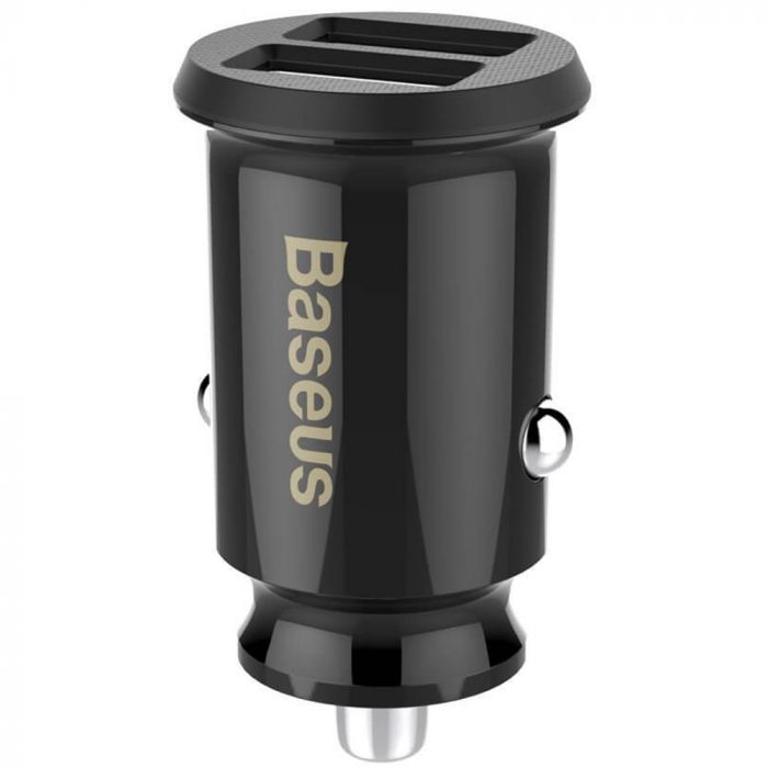 Incarcator auto pentru telefon Baseus Grain Dual USB, negru, 5V, 3.1A