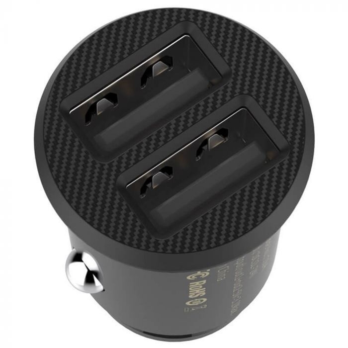 Incarcator auto pentru telefon Baseus Grain Dual USB, negru, 5V, 3.1A