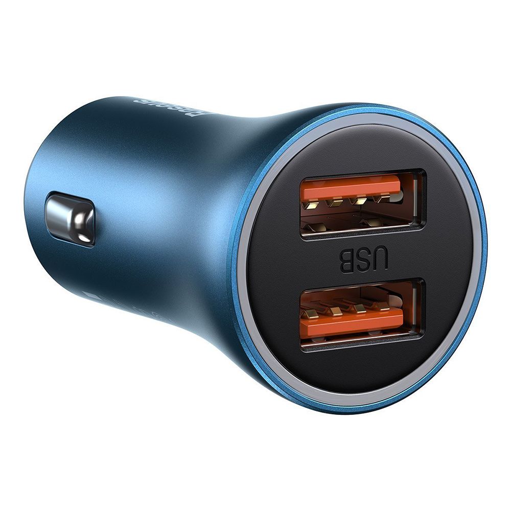 Incarcator auto pentru telefon Baseus Golden Contactor Pro Dual Quick Charger Blue, 2 x USB, 40W