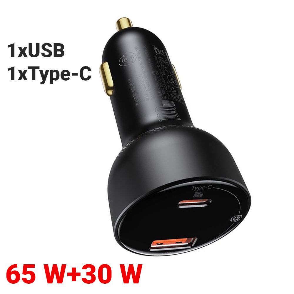 Incarcator auto pentru telefon USB si Type-C Baseus Dual Superme Digital Display PPS, negru