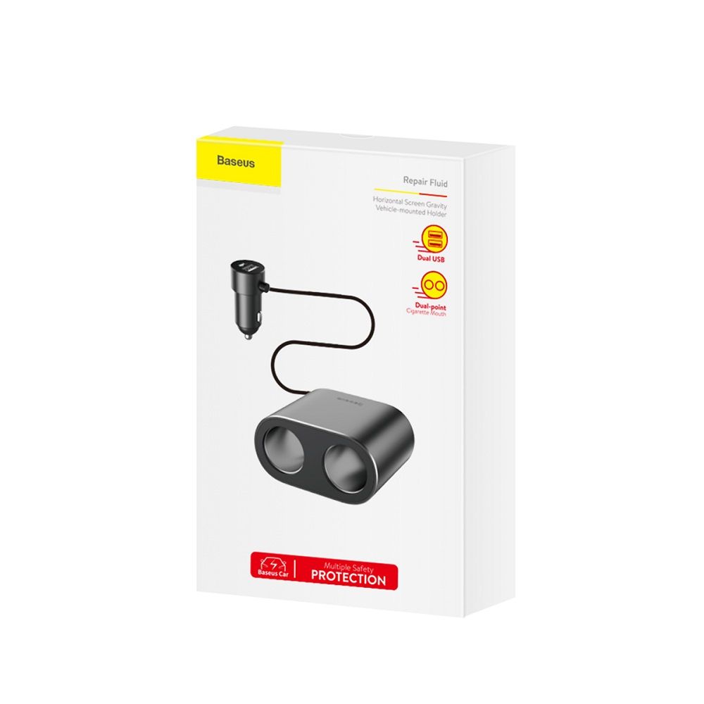 Incarcator auto pentru telefon Baseus Dual USB, cu Splitter Dual, negru, 3.1A