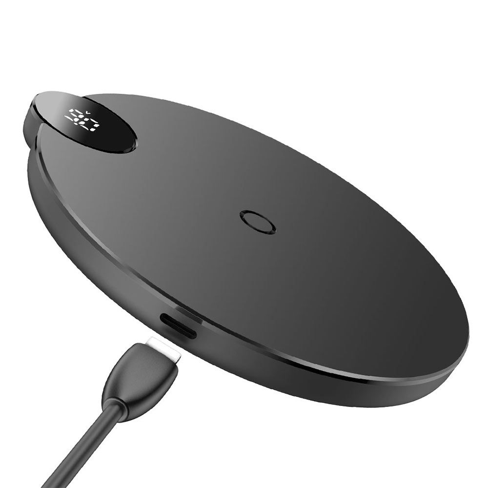 Incarcator wireless pentru telefoane Baseus 10W, display led digital, negru