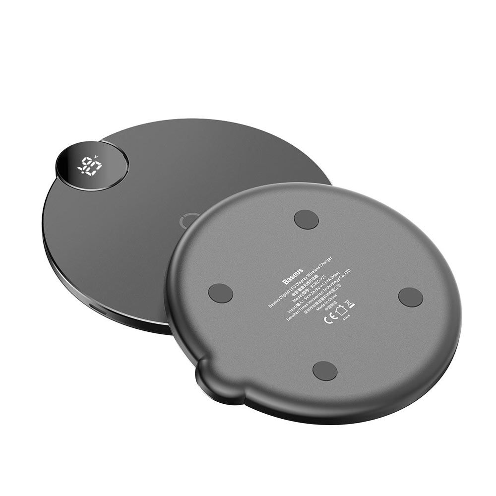 Incarcator wireless pentru telefoane Baseus 10W, display led digital, negru