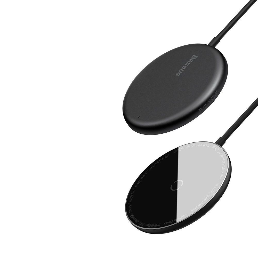 Incarcator wireless pentru telefoane Mini Baseus Simple Magnetic Wireless pentru iPhone 12 Series Black, cablu type-c 1.5 metri