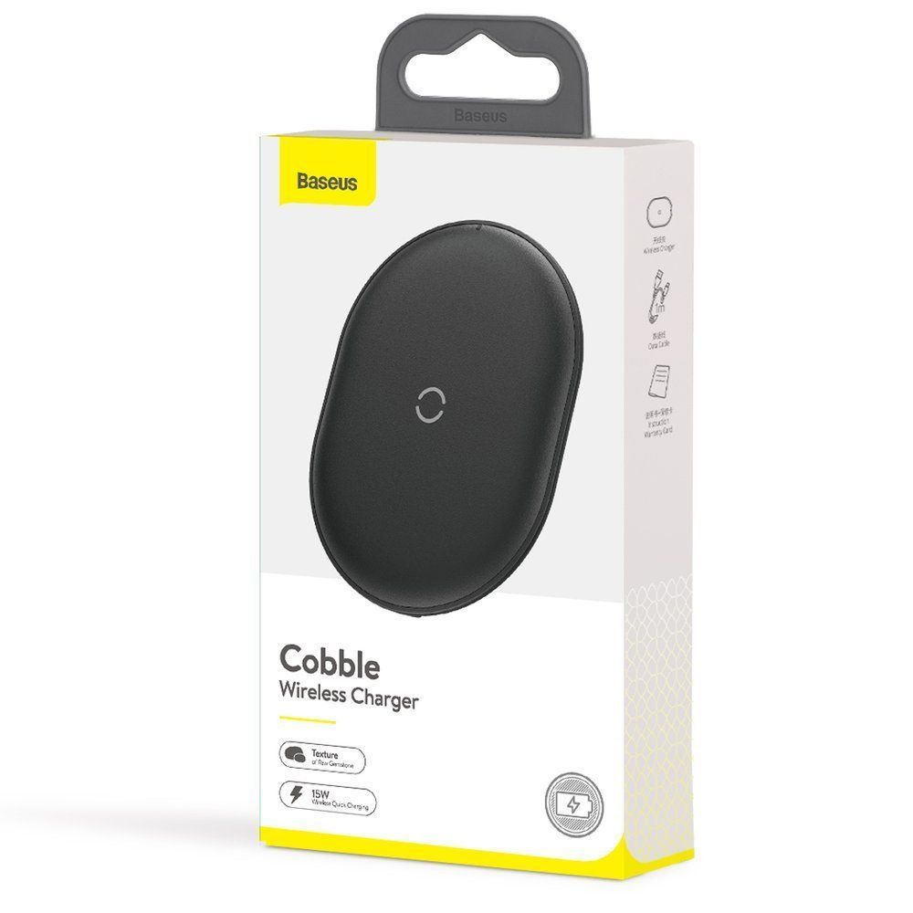 Incarcator wireless pentru telefoane Baseus Cobble, negru, 15W, Qi EPP