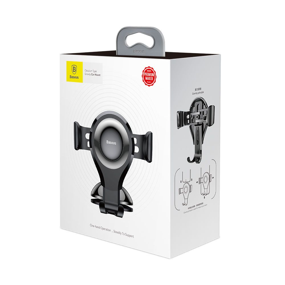 Suport telefon auto Baseus Auto Osculum Type Gravity, negru, ajustabil, cu ventuza