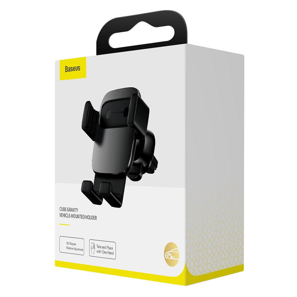 Suport telefon auto Baseus Auto Cube Gravity, negru, prindere la sistemul de ventilatie