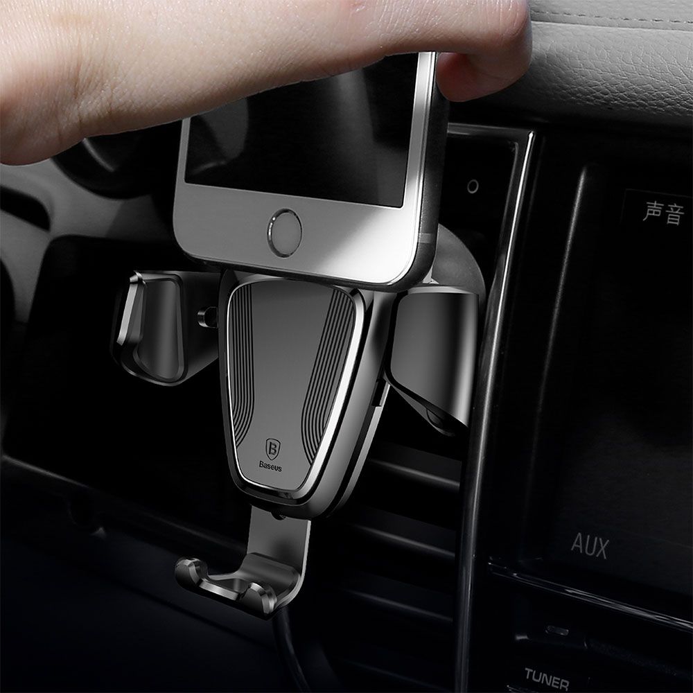 Suport telefon auto Baseus Auto Gravity, negru, prindere la sistemul de ventilatie