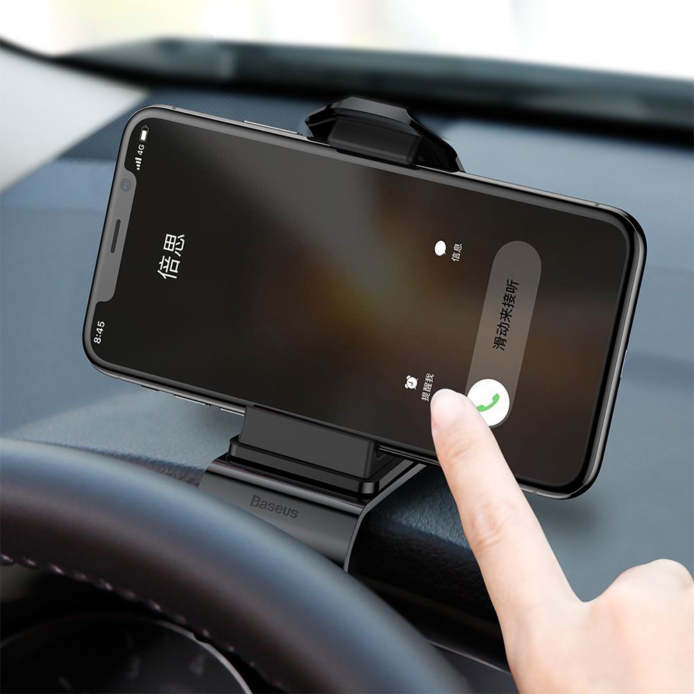 Suport telefon auto Baseus Auto Mouth Bracket, negru, prindere cu clips de bord