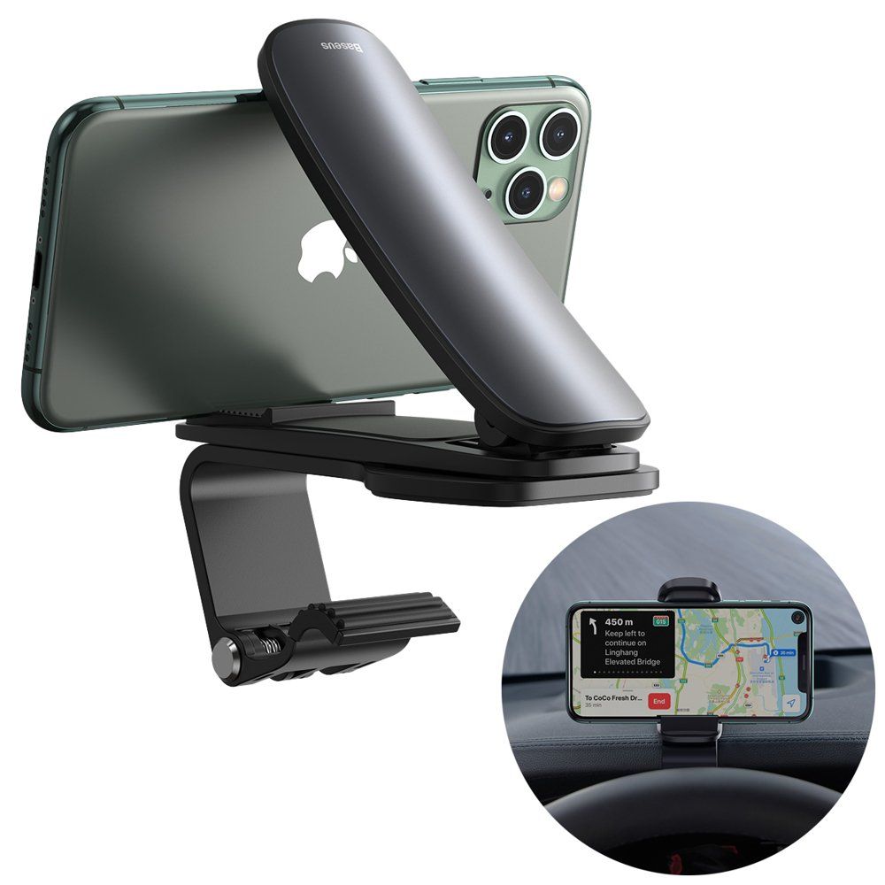 Suport telefon auto Baseus Auto Big Mouth Pro, negru, prindere cu clips de bord