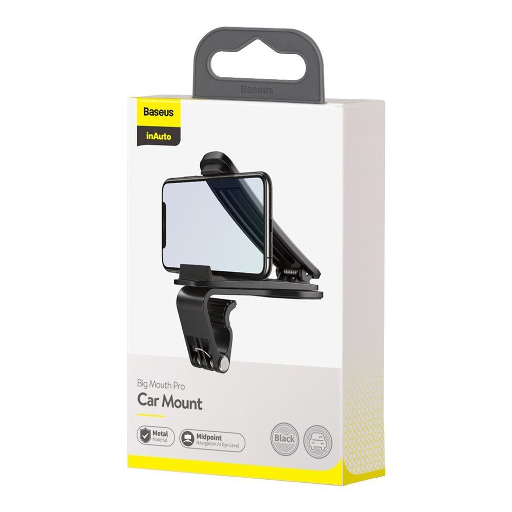 Suport telefon auto Baseus Auto Big Mouth Pro, negru, prindere cu clips de bord