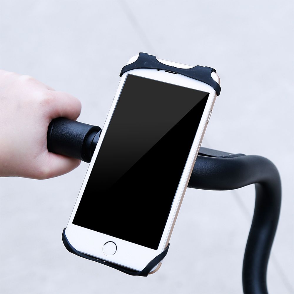 Suport telefon pentru bicicleta Baseus SUMIR-BY01, negru, aluminiu si silicon