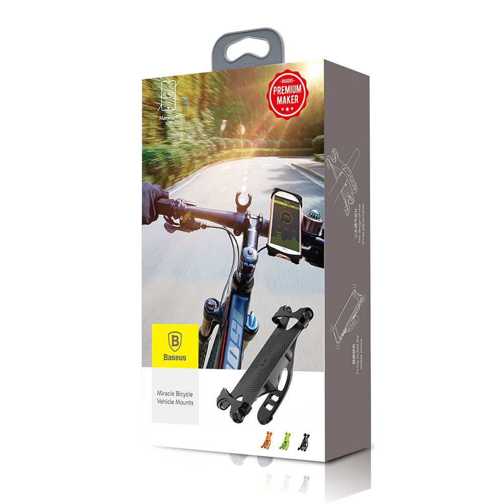 Suport telefon pentru bicicleta Baseus SUMIR-BY01, negru, aluminiu si silicon