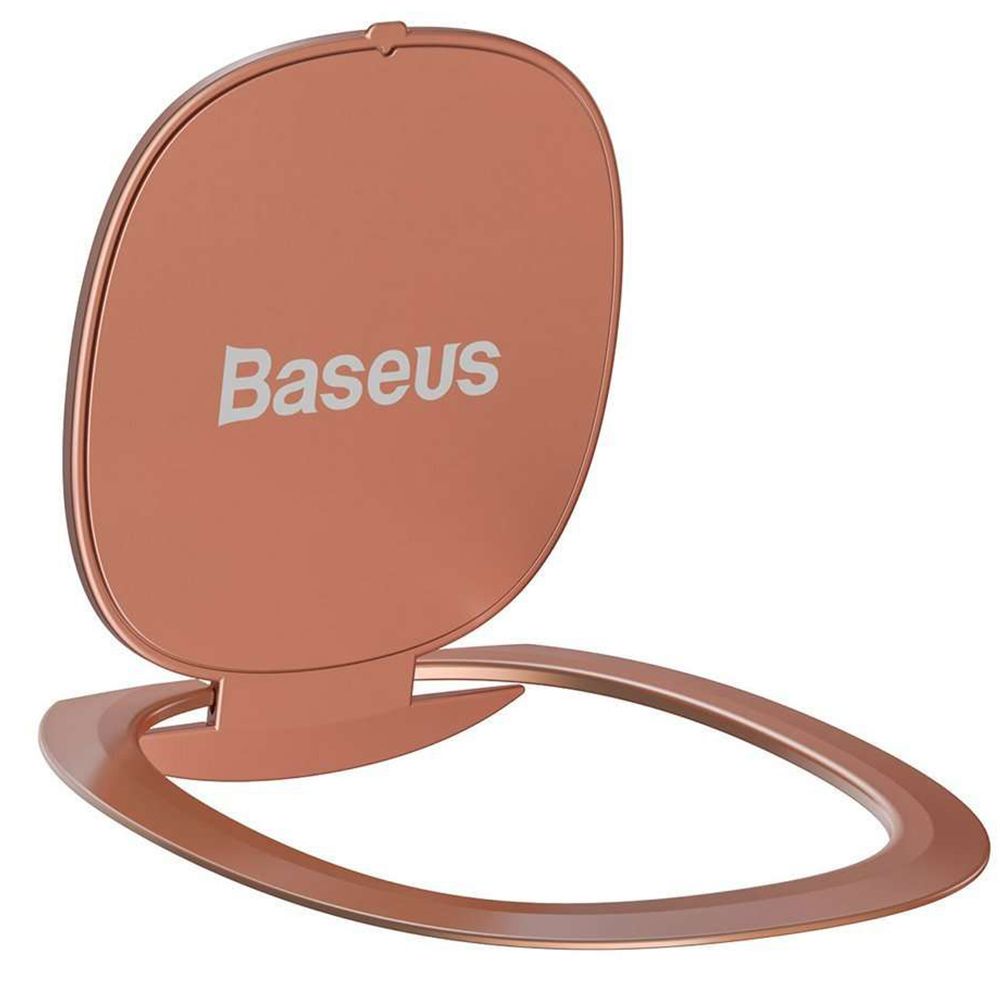 Suport telefon tip inel Baseus Ring Invisible Rose Gold, roz, aplicare cu adeziv 3M, aliaj zinc
