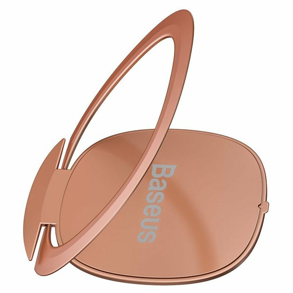 Suport telefon tip inel Baseus Ring Invisible Rose Gold, roz, aplicare cu adeziv 3M, aliaj zinc
