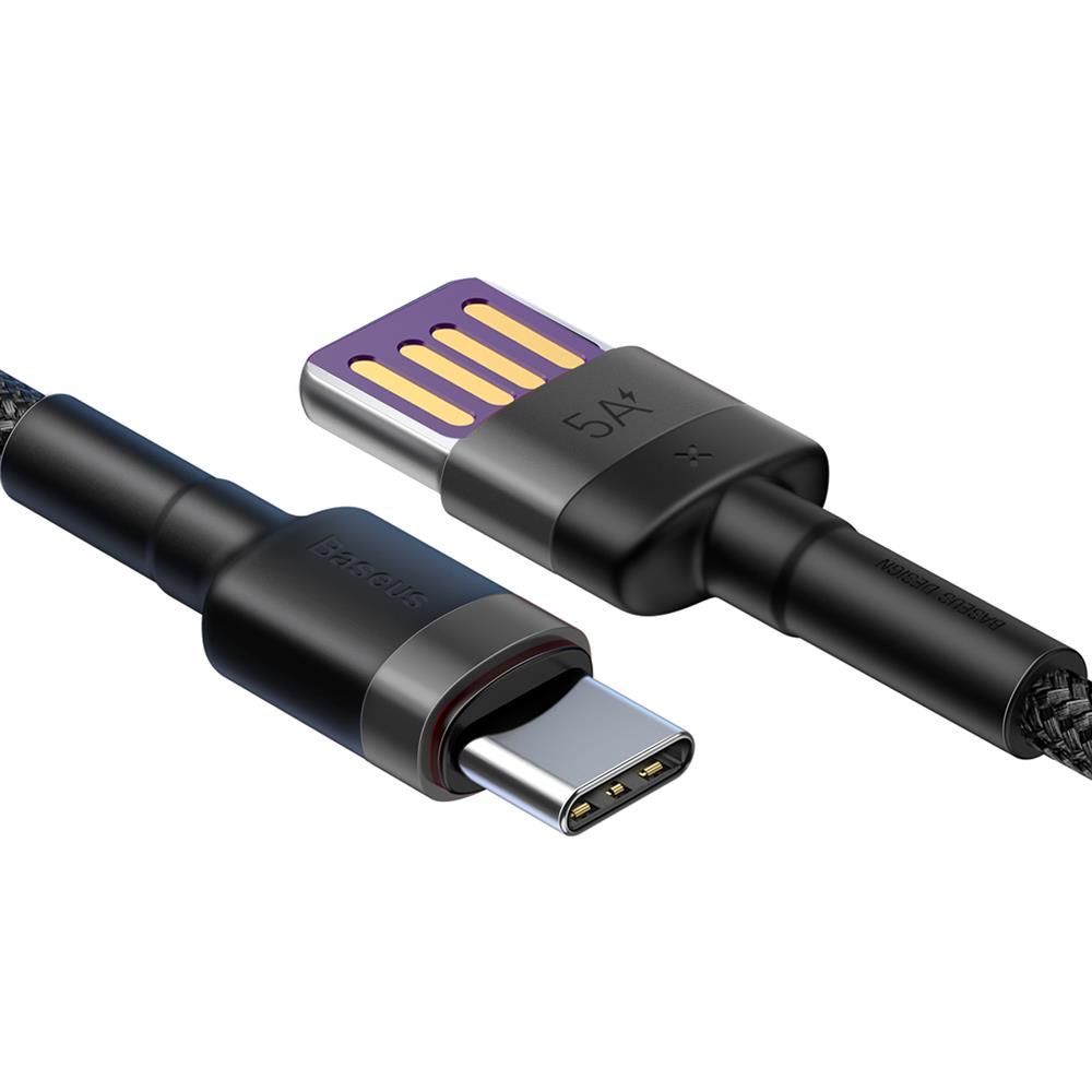 Cablu de date si incarcare Type-C Baseus Cafule HW Quick Charging, gri si negru, 1m, 40W, 5A