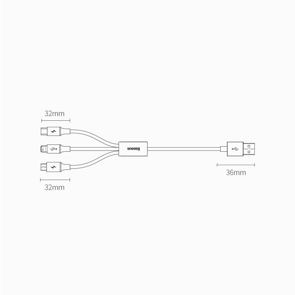Cablu de date si incarcare Fast Charging USB la Lightning, MicroUSB si Type-c Baseus Superior Series 3.5A, alb, 1.5m