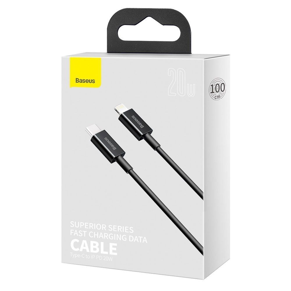 Cablu de date si incarcare Type-C la Lightning PD Baseus Superior Series, negru, 1m, 20W, PD