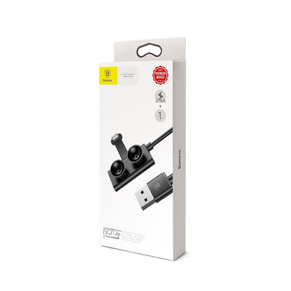Cablu de date si incarcare Lightning Baseus Suction Cup Mobile Games, negru, 1 m, output 2.4A, cu ventuze