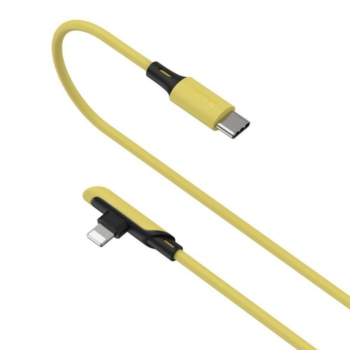Cablu de date si incarcare Lightning la Type-C Baseus Colourful Elbow, galben, 1.2 m, 18W, PD