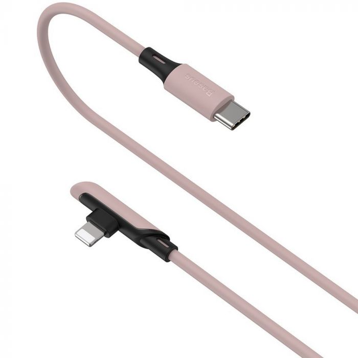 Cablu de date si incarcare Lightning la Type-C Baseus Colourful Elbow, roz, 1.2 m, 18W, PD