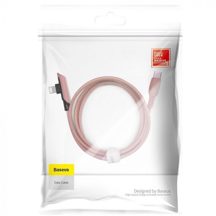Cablu de date si incarcare Lightning la Type-C Baseus Colourful Elbow, roz, 1.2 m, 18W, PD