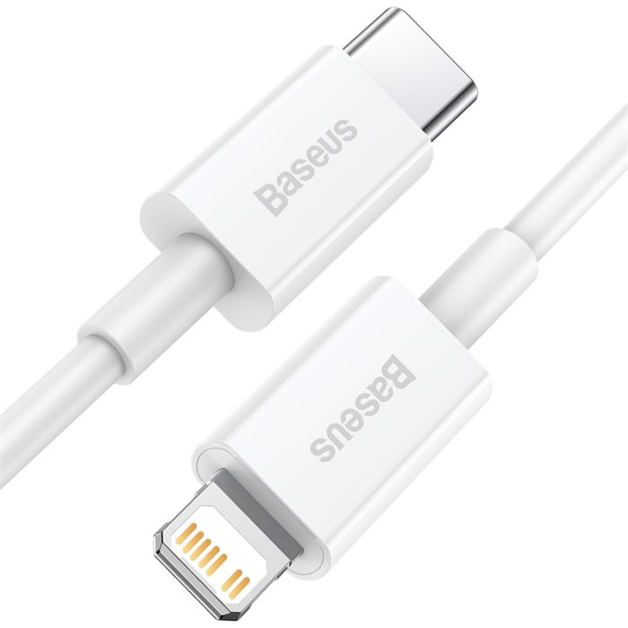 Cablu de date si incarcare Lightning la Type-C PD Baseus Superior Series, alb, 20W, 1.5 m