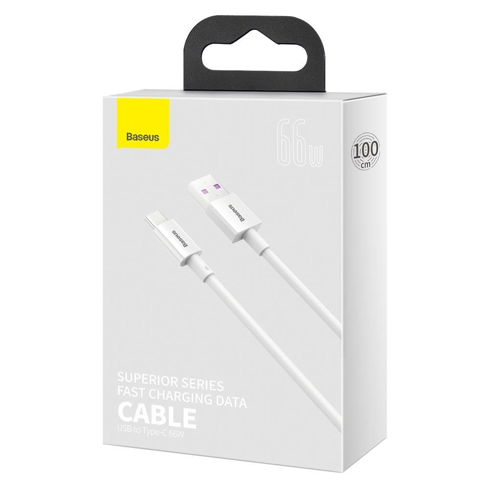Cablu de date si incarcare Fast Charging MicroUSB la Type-C Baseus Superior Series 66W, alb, 1 m