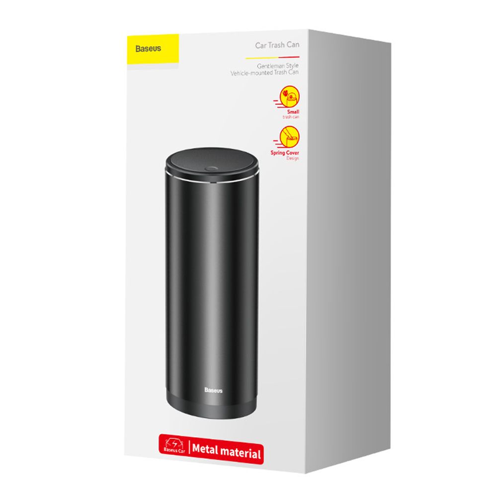 Cos de gunoi auto BASEUS Gentleman Style, capacitate 500 ml, negru, 30 saci de gunoi inclusi