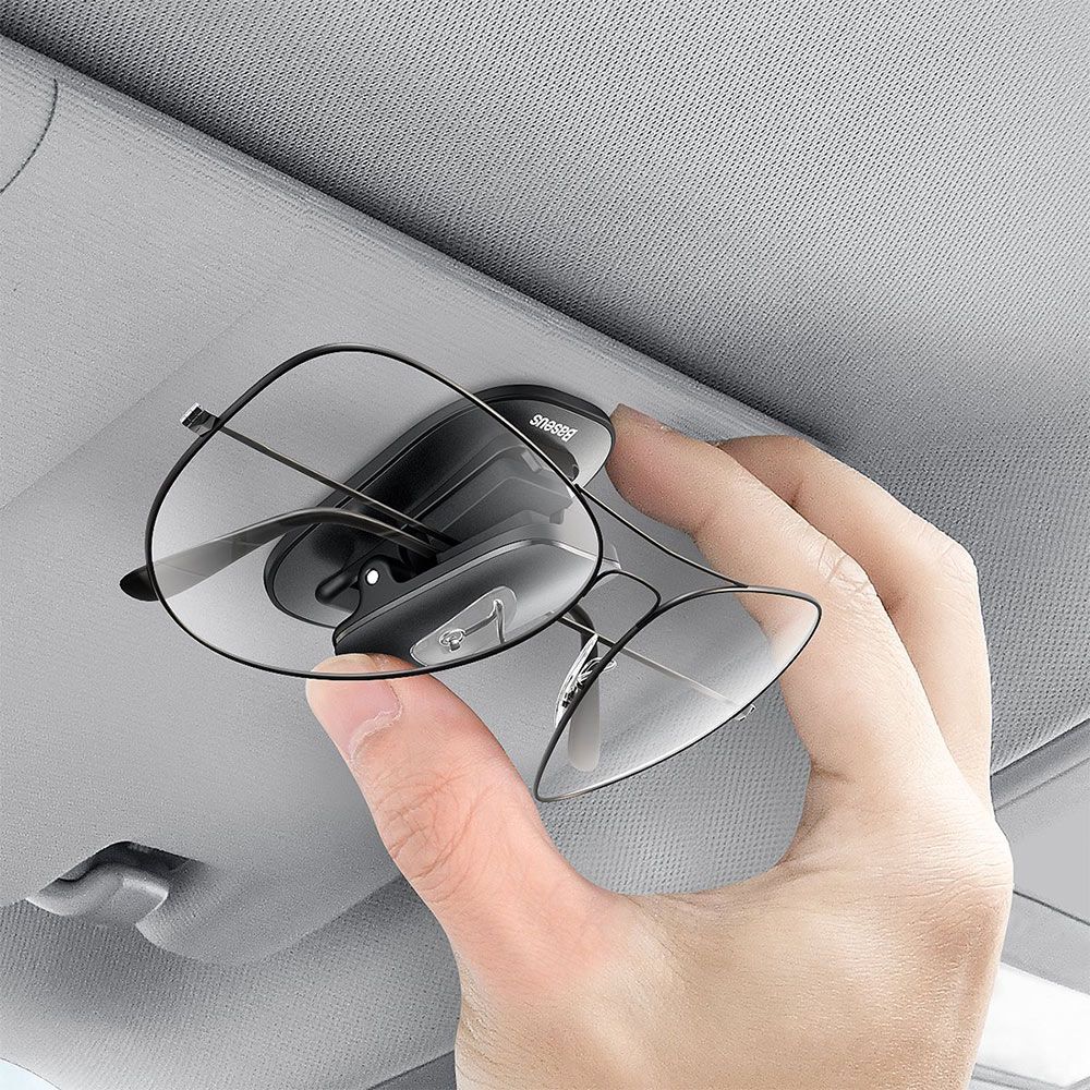 Clema auto clips pentru ochelari Baseus Platinum, negru, policarbonat si ABS