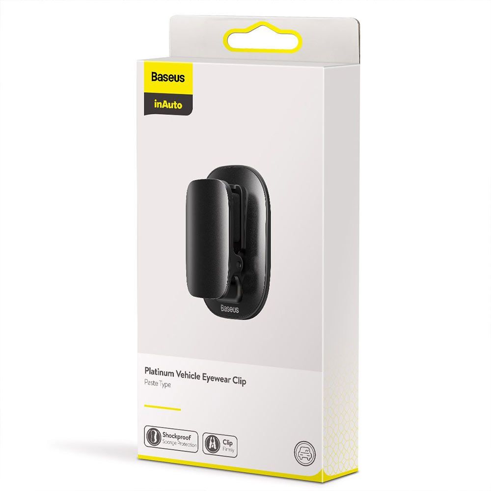 Clema auto clips pentru ochelari Baseus Platinum, negru, policarbonat si ABS