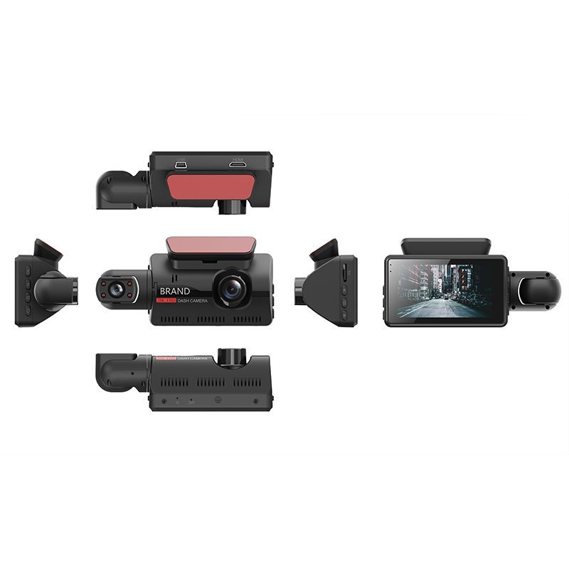 Camera auto DVROEM Slim Design Dash Black and Red, 2 camere, monitor parcare, 1080p, 32 GB, unghi 170 grade