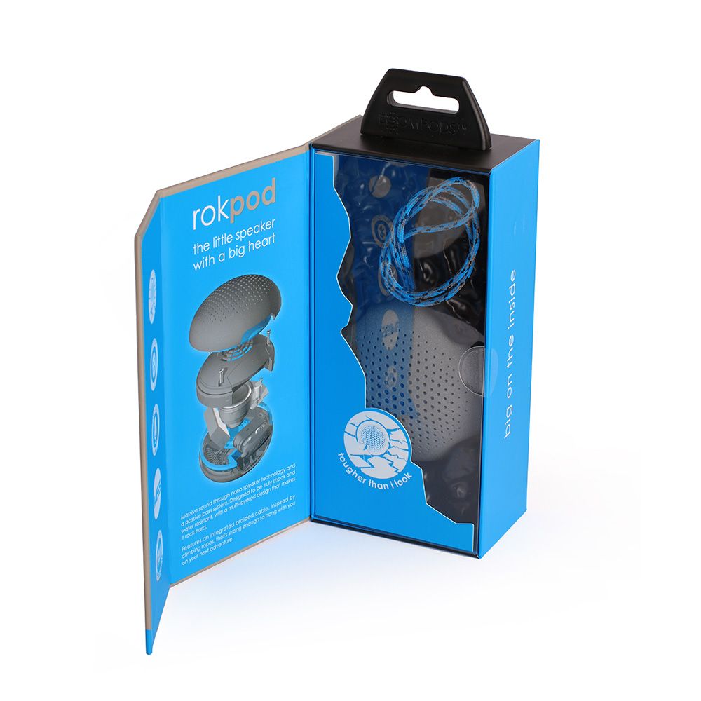Boxa portabila Boompods Rokpod, gri, rezistenta la apa IPX7, rezistenta la socuri, wireless