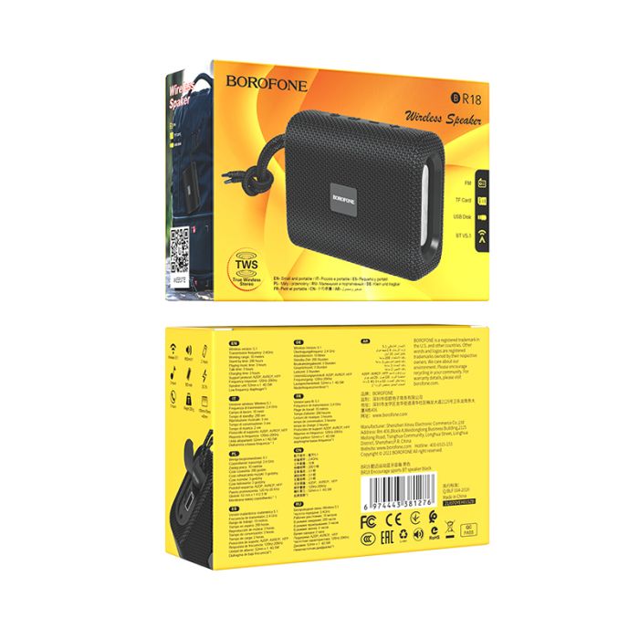 Boxa portabila Borofone BR18 Encourage Bluetooth, negru, putere 5 W